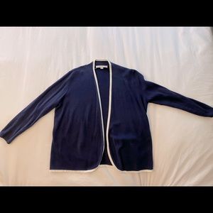 LOFT blue cardigan with white outlining